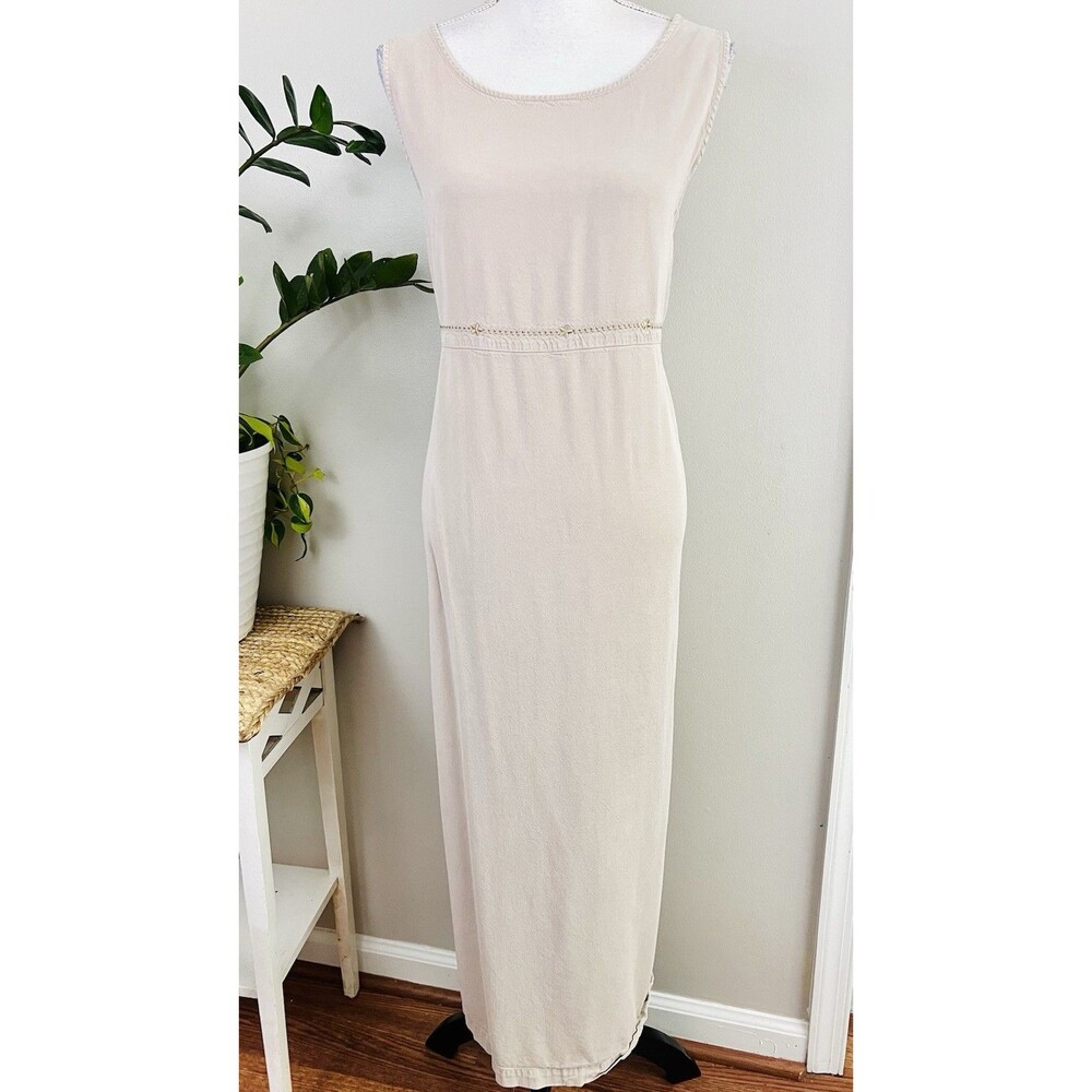 VIntage Outfit JPR Beige Linen Feel Maxi Dress Coastal Lagenlook Resort Wear XL - Picture 2 of 8